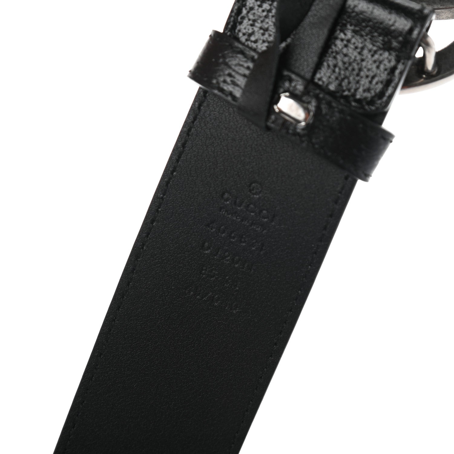 Gucci Textured Dollar Calfskin Nickel Double G 40mm Belt 85 34 Black 5 of 5