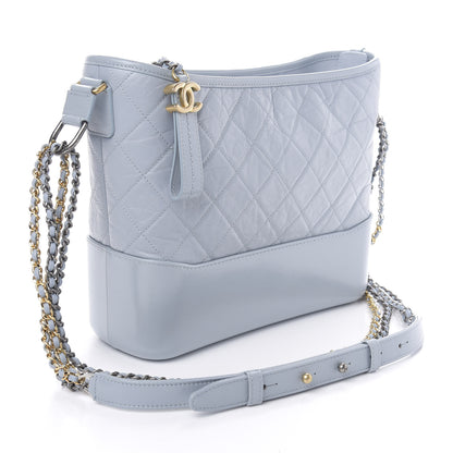 Chanel Aged Calfskin Quilted Medium Gabrielle Hobo Light Blue 3 of 10