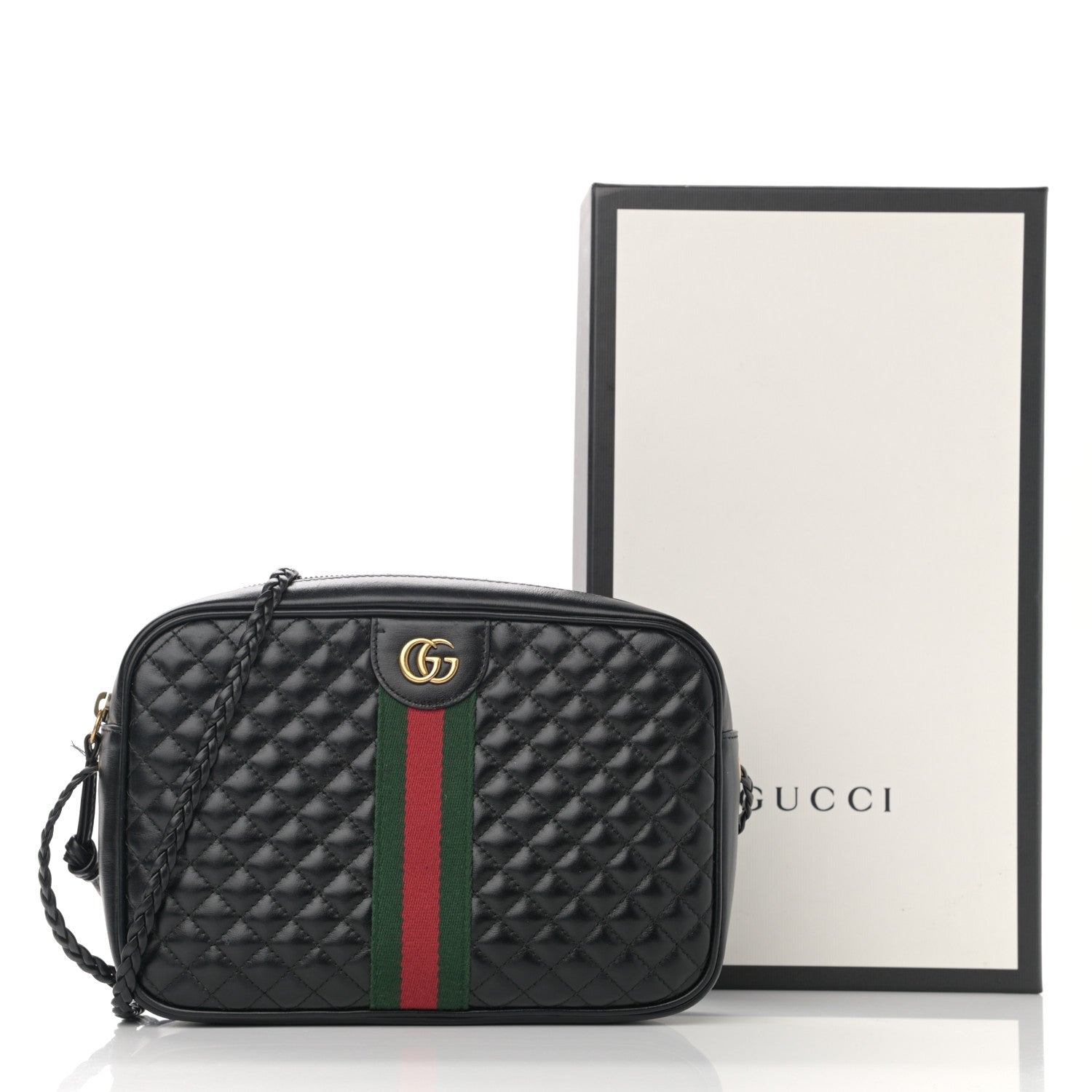 Gucci Calfskin Web Trapuntata Small GG Shoulder Bag Black 13 of 13
