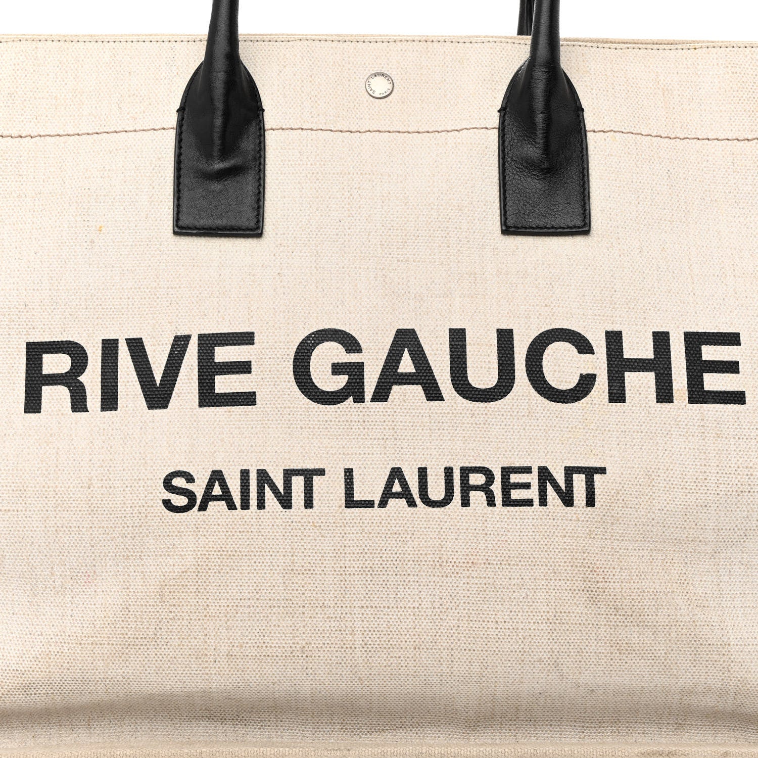 Saint Laurent Linen Calfskin Rive Gauche Tote Optic White 8 of 14