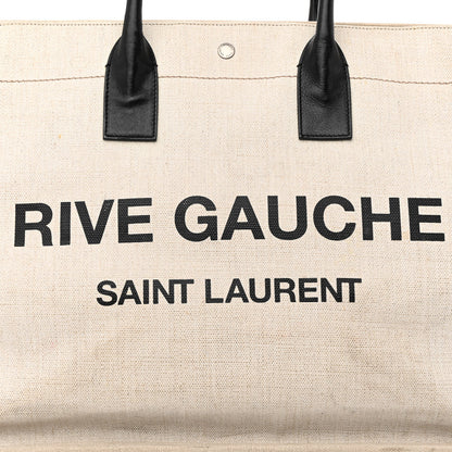 Saint Laurent Linen Calfskin Rive Gauche Tote Optic White 8 of 14
