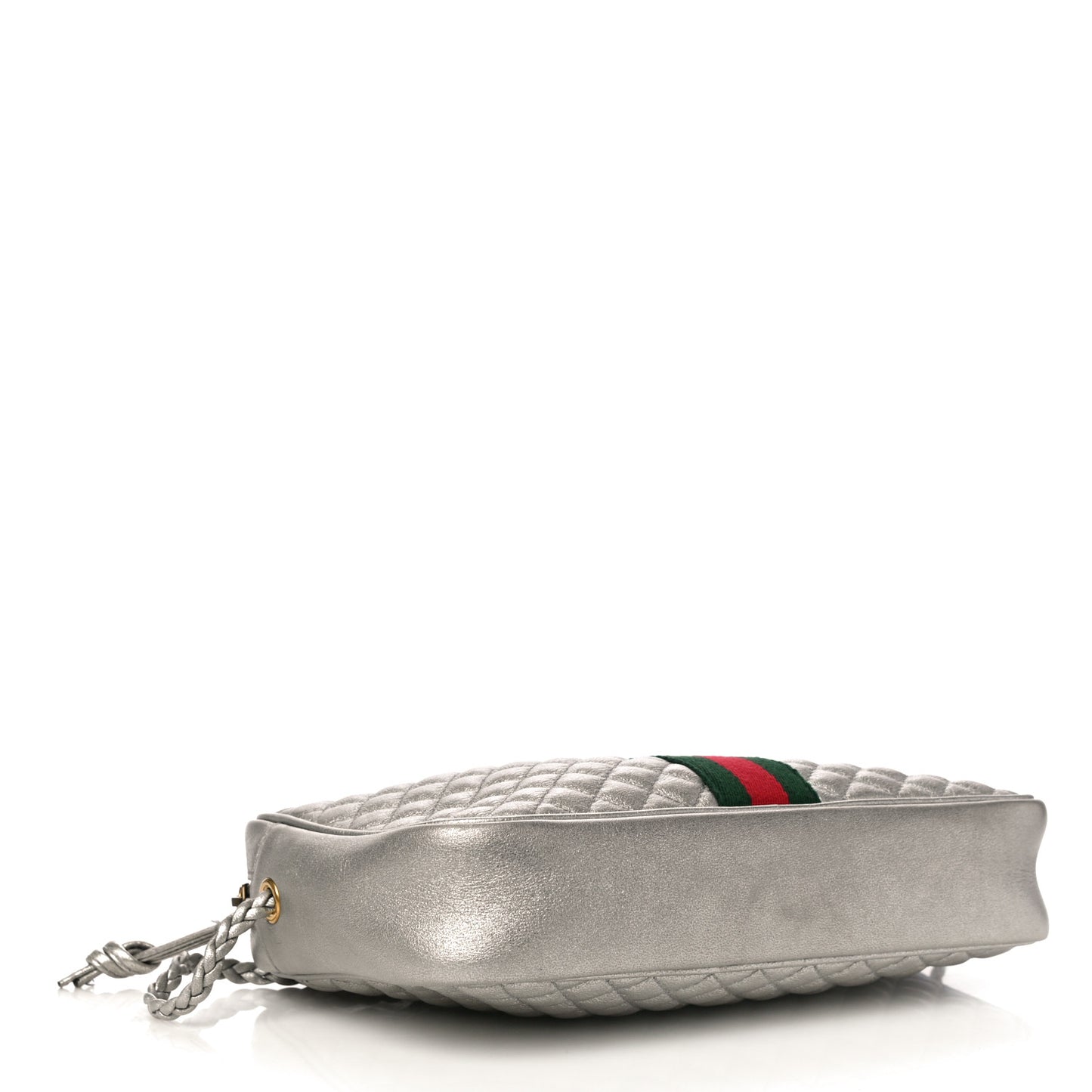 Laminated Nappa Web Trapuntata Small GG Shoulder Bag Argento