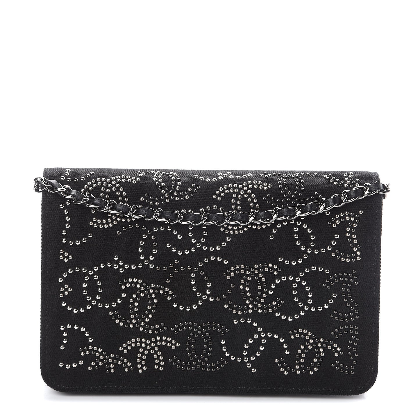 Canvas Studded CC Wallet On Chain WOC Black