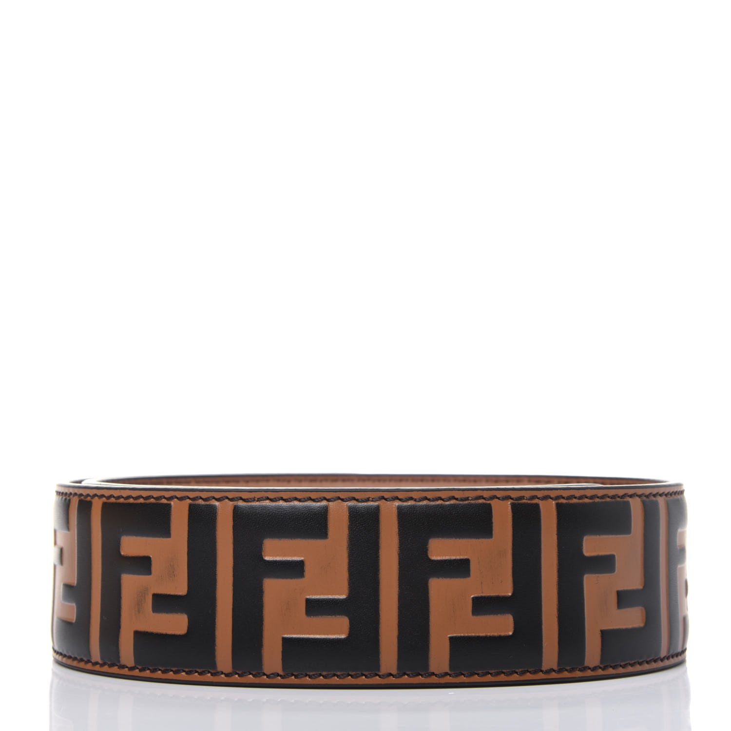 Fendi Calfskin FF 1974 Embossed Strap You Tobacco Black 2 of 7
