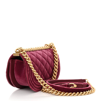 Chanel Velvet Quilted Small Boy Messenger Bag Bordeaux 3 of 10