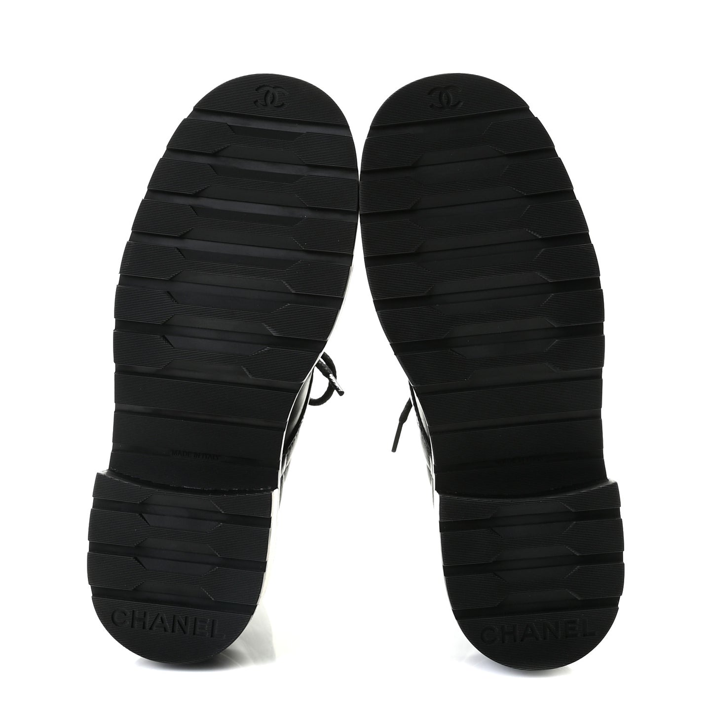 Shiny Lambskin Quilted Lace Up Combat Boots 36 Black