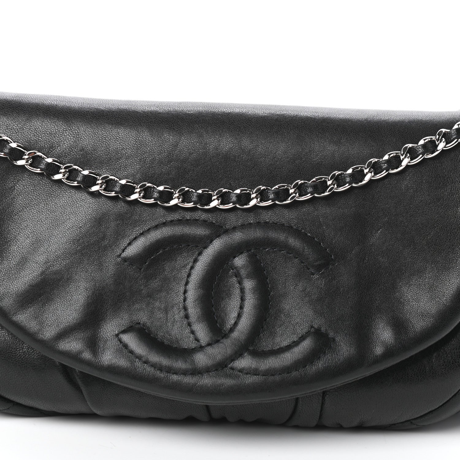 Chanel Lambskin Half Moon Wallet On Chain WOC Black 9 of 11