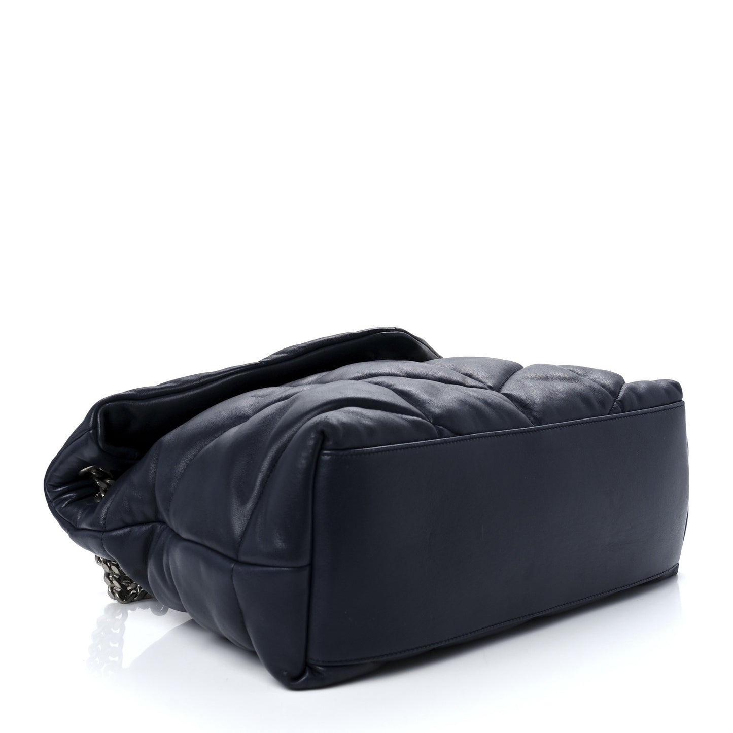 Lambskin Quilted Medium Loulou Puffer Monogram Chain Satchel Navy