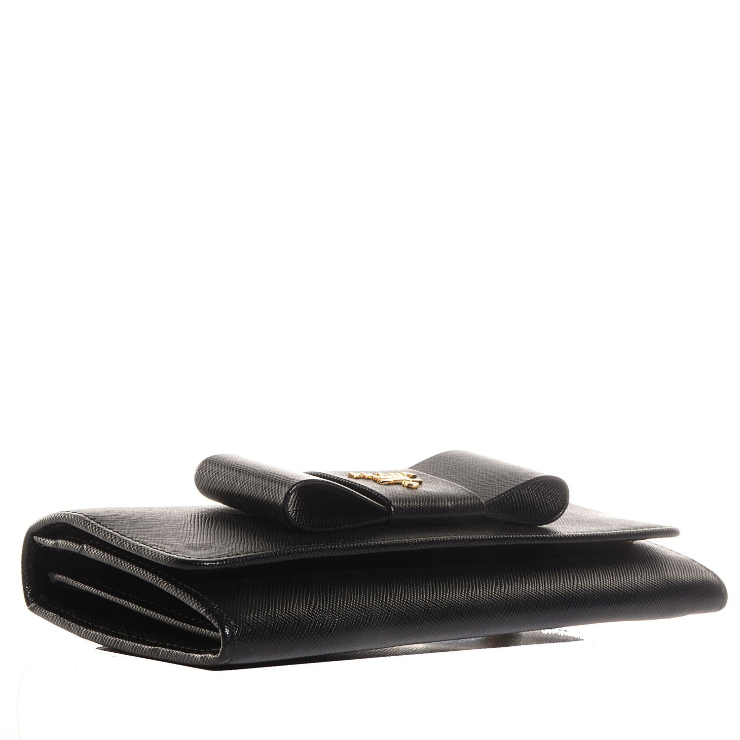 Prada Saffiano Bow Continental Wallet Nero Black 4 of 10