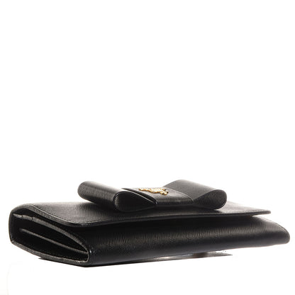 Prada Saffiano Bow Continental Wallet Nero Black 4 of 10