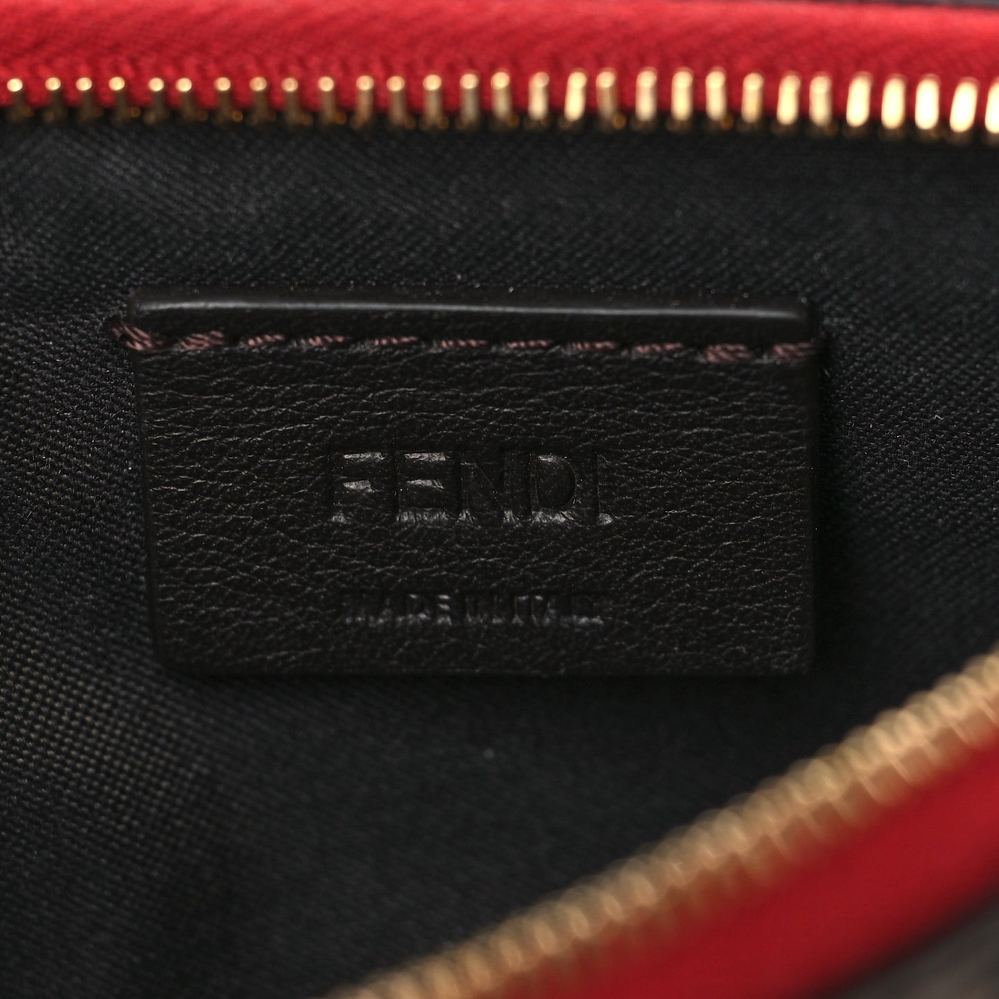 Vitello Cruise F is Fendi Bi-Color FF 1974 Embossed Key Case Pouch Maya Black Fragola