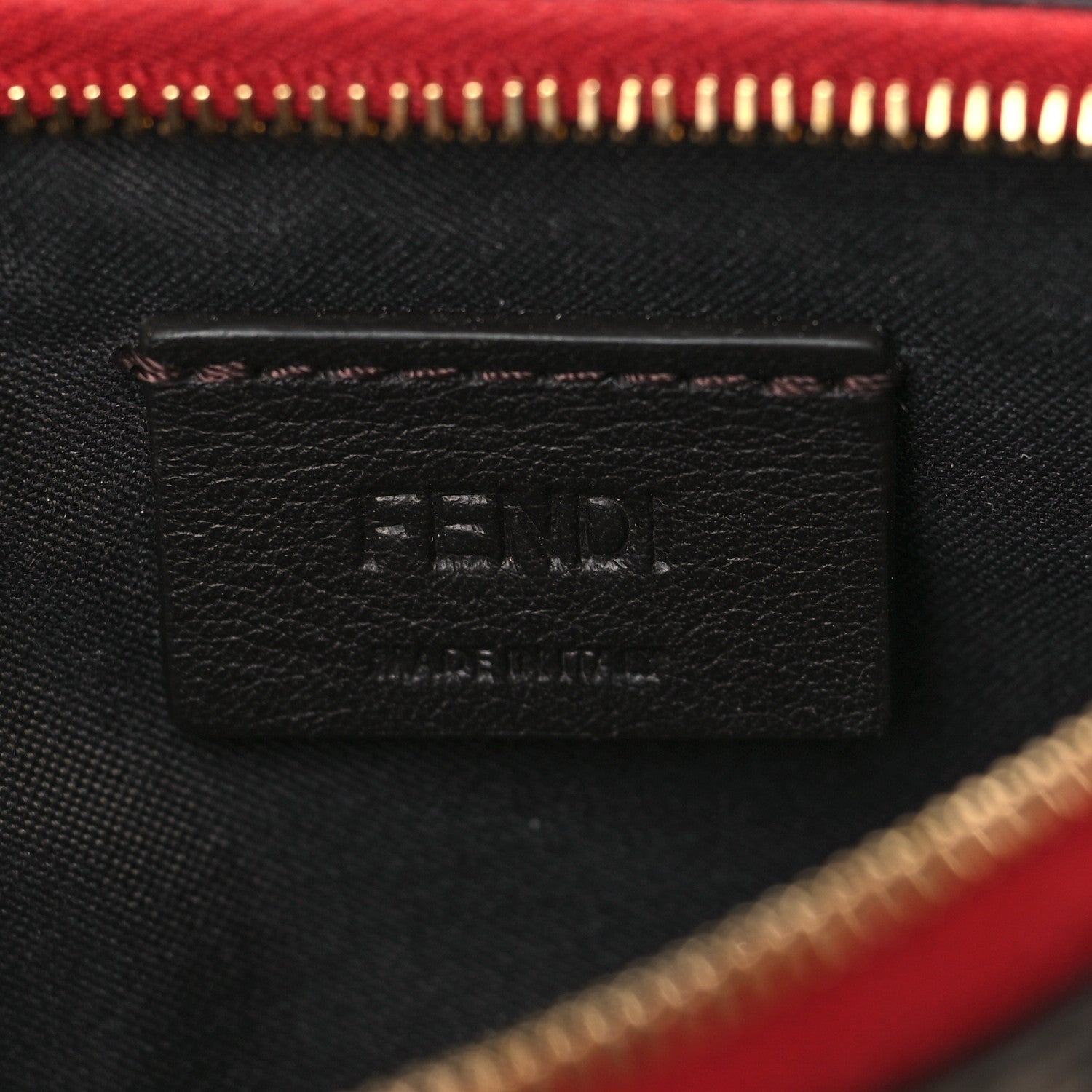 Fendi Vitello Cruise F is Fendi Bi-Color FF 1974 Embossed Key Case Pouch Maya Black Fragola 6 of 7