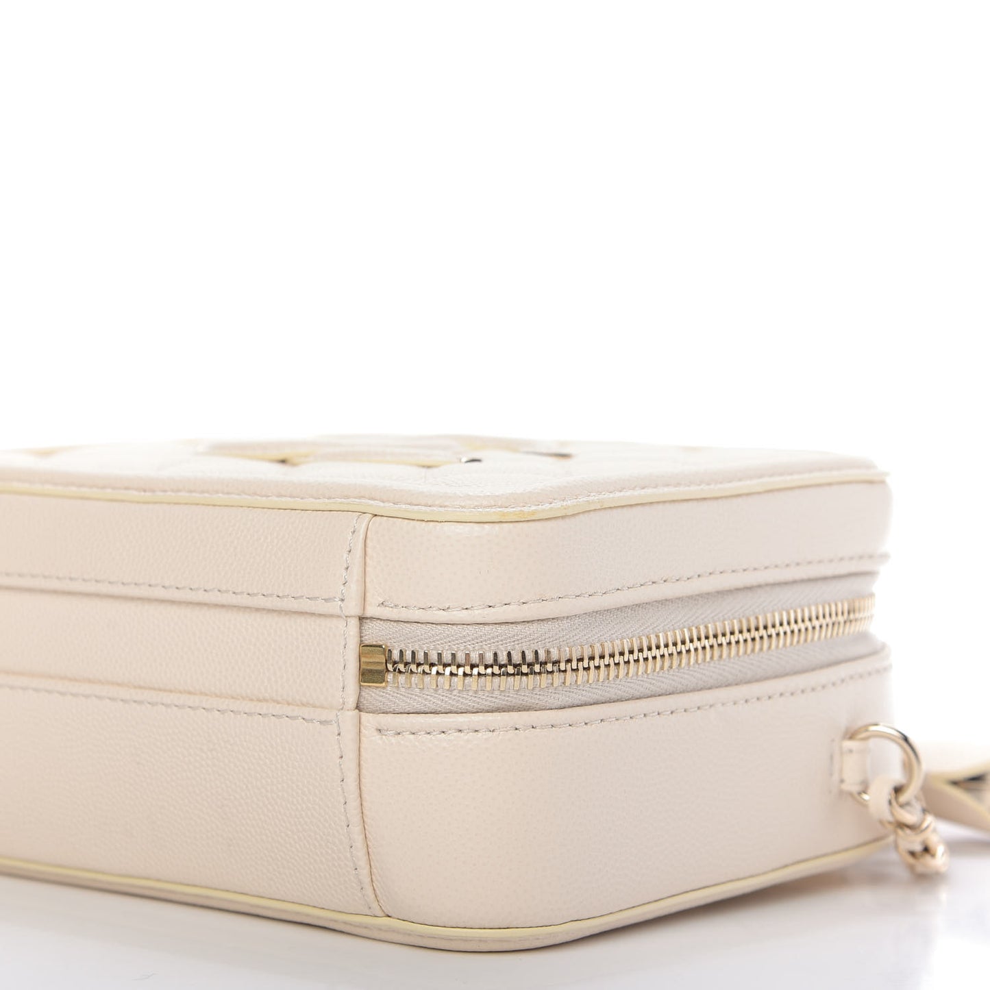 Caviar Quilted Small CC Filigree Vanity Case Light Beige
