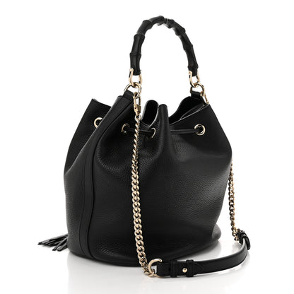 Gucci Pebbled Calfskin Miss Bamboo Bucket Bag Black 3 of 10