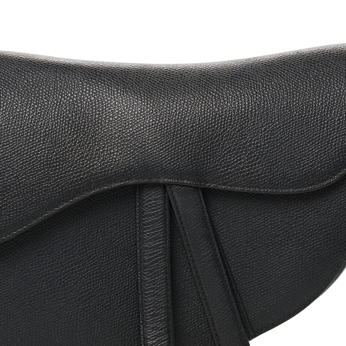 Grained Calfskin Saddle Bag Black