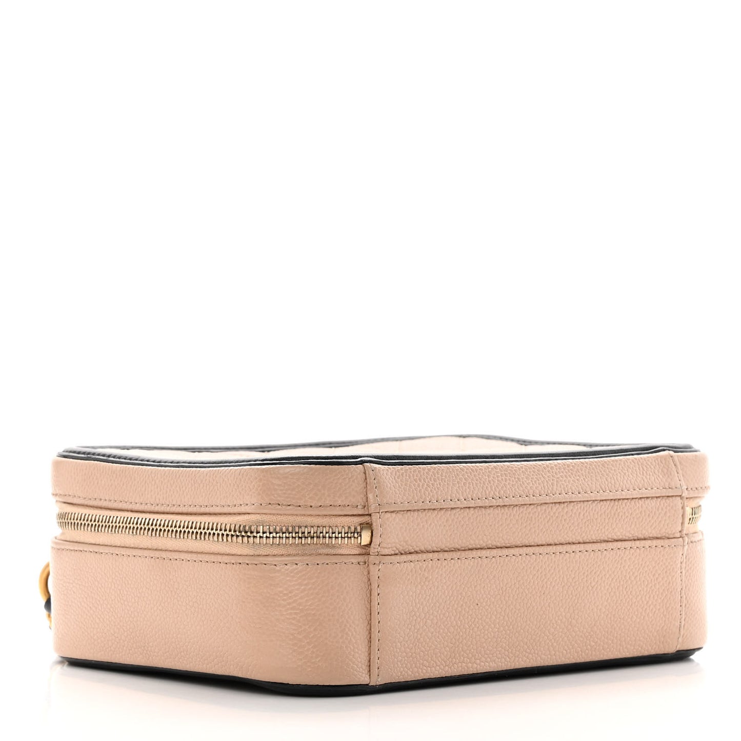 Caviar Quilted Medium CC Filigree Vanity Case Beige Black