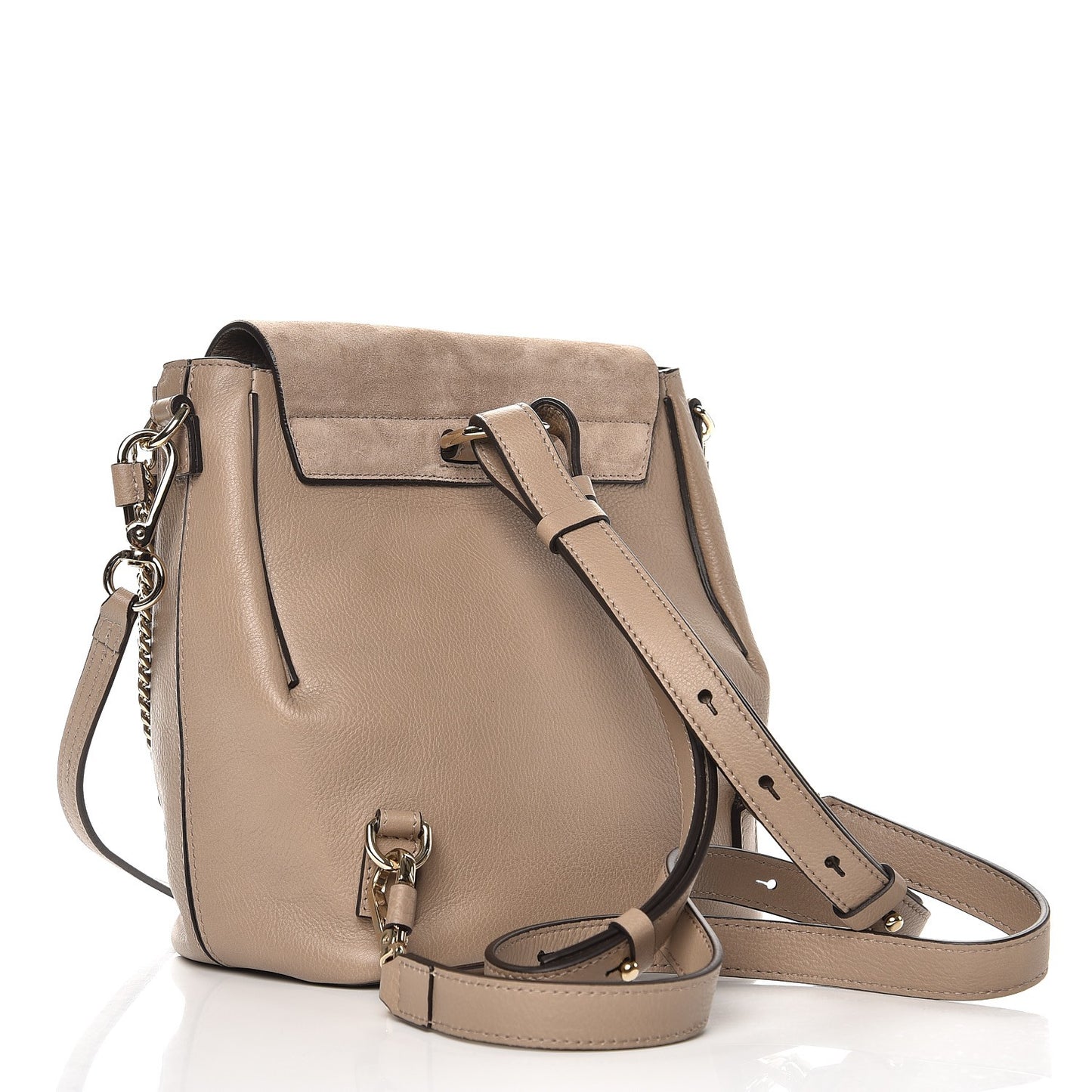 Suede Calfskin Small Faye Backpack Motty Grey