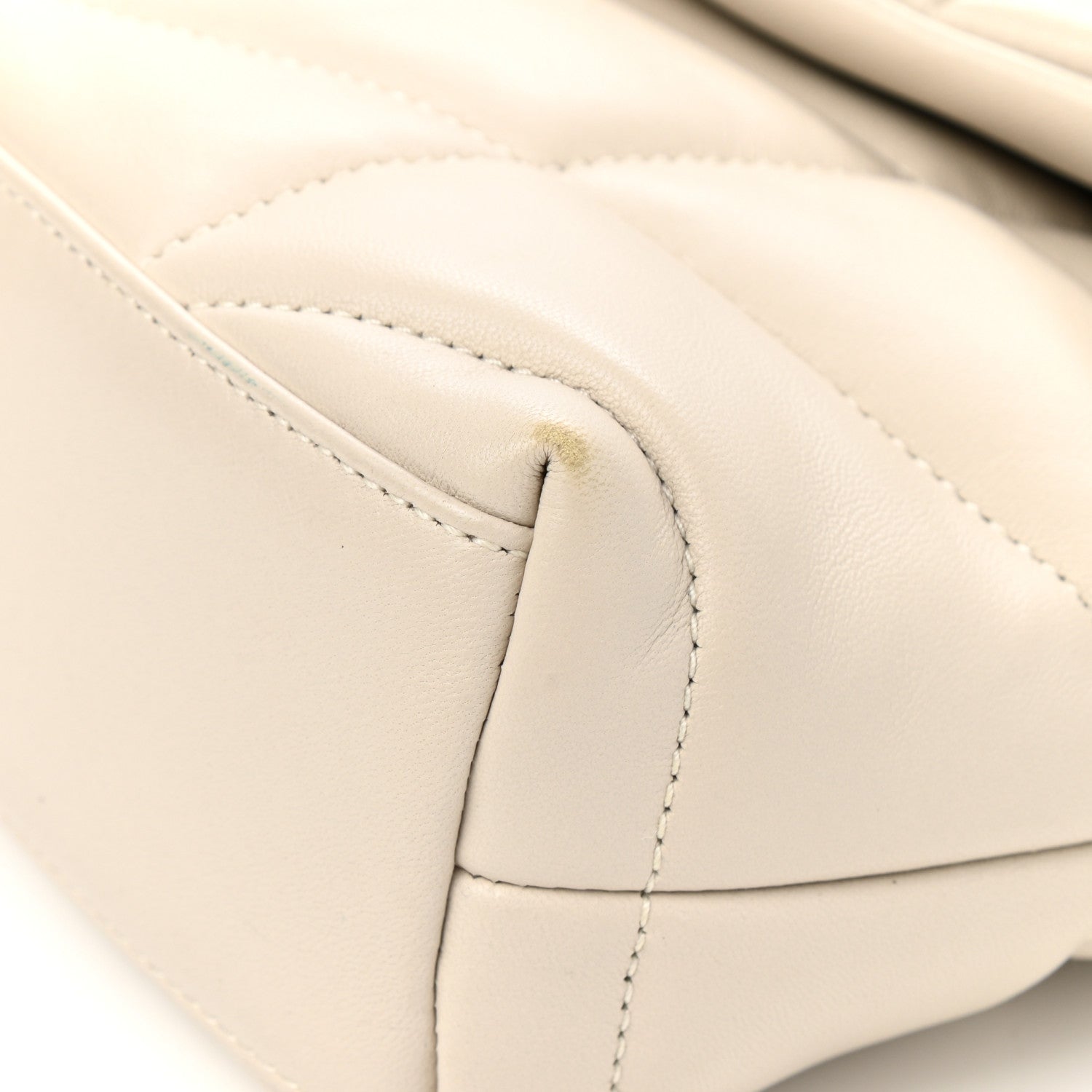 Saint Laurent Lambskin Quilted Toy Loulou Puffer Monogram Chain Satchel Blanc Vintage 11 of 13