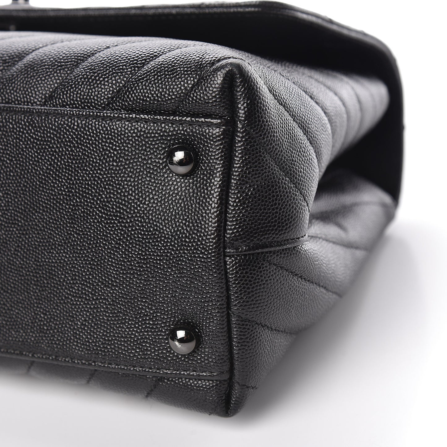 Caviar Chevron Quilted Small Coco Handle Flap So Black