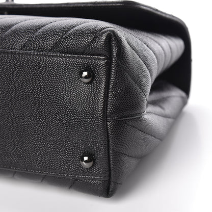 Chanel Caviar Chevron Quilted Small Coco Handle Flap So Black 9 of 13