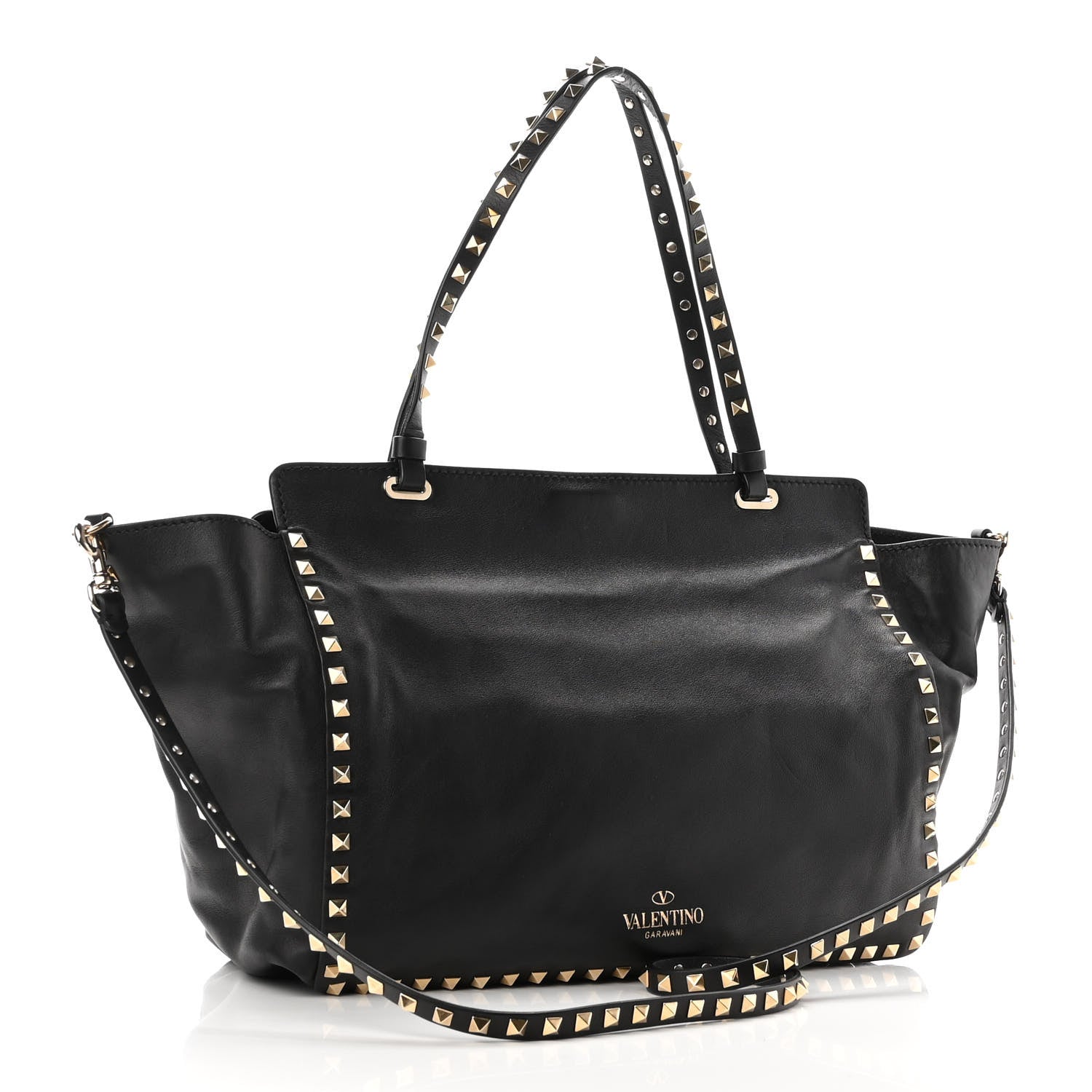 Valentino Garavani Vitello Medium Rockstud Tote Black 3 of 10