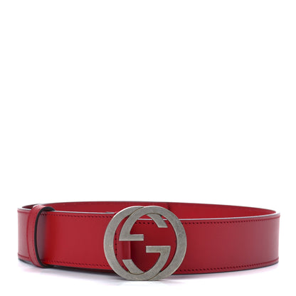 Gucci Selleria Calfskin Mens Interlocking G 37mm Belt 85 34 Rosso 1 of 4