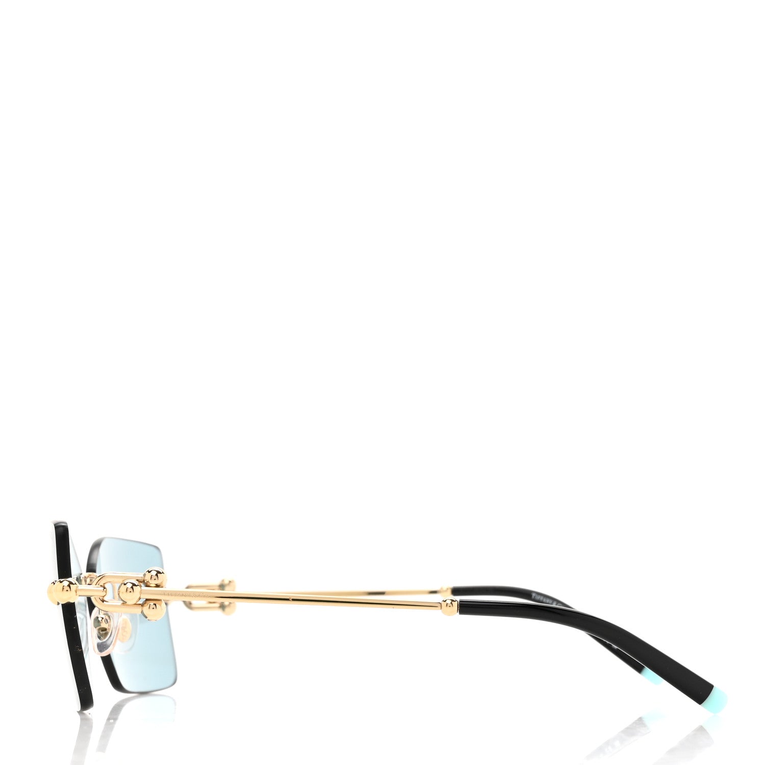 Tiffany Rimless Rectangle TF3088 Sunglasses Light Gold Blue 3 of 8