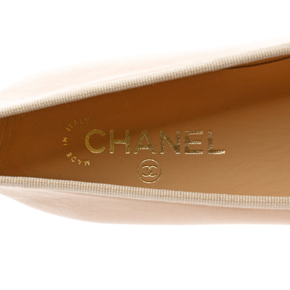 Chanel Lambskin Cap Toe CC Ballerina Flats 38 Beige Black 7 of 9