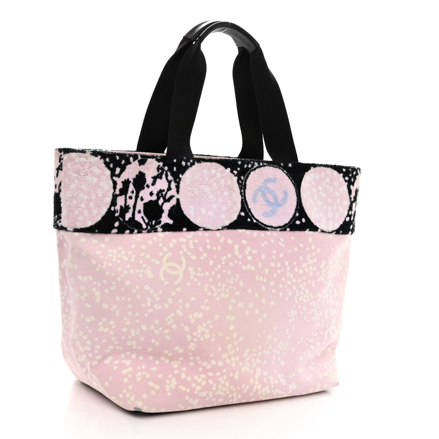 Terry Cotton Canvas Printed Large CC Tote Pale Pink