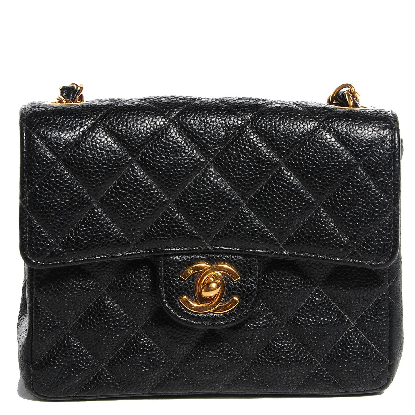 Caviar Quilted Mini Square Flap Black