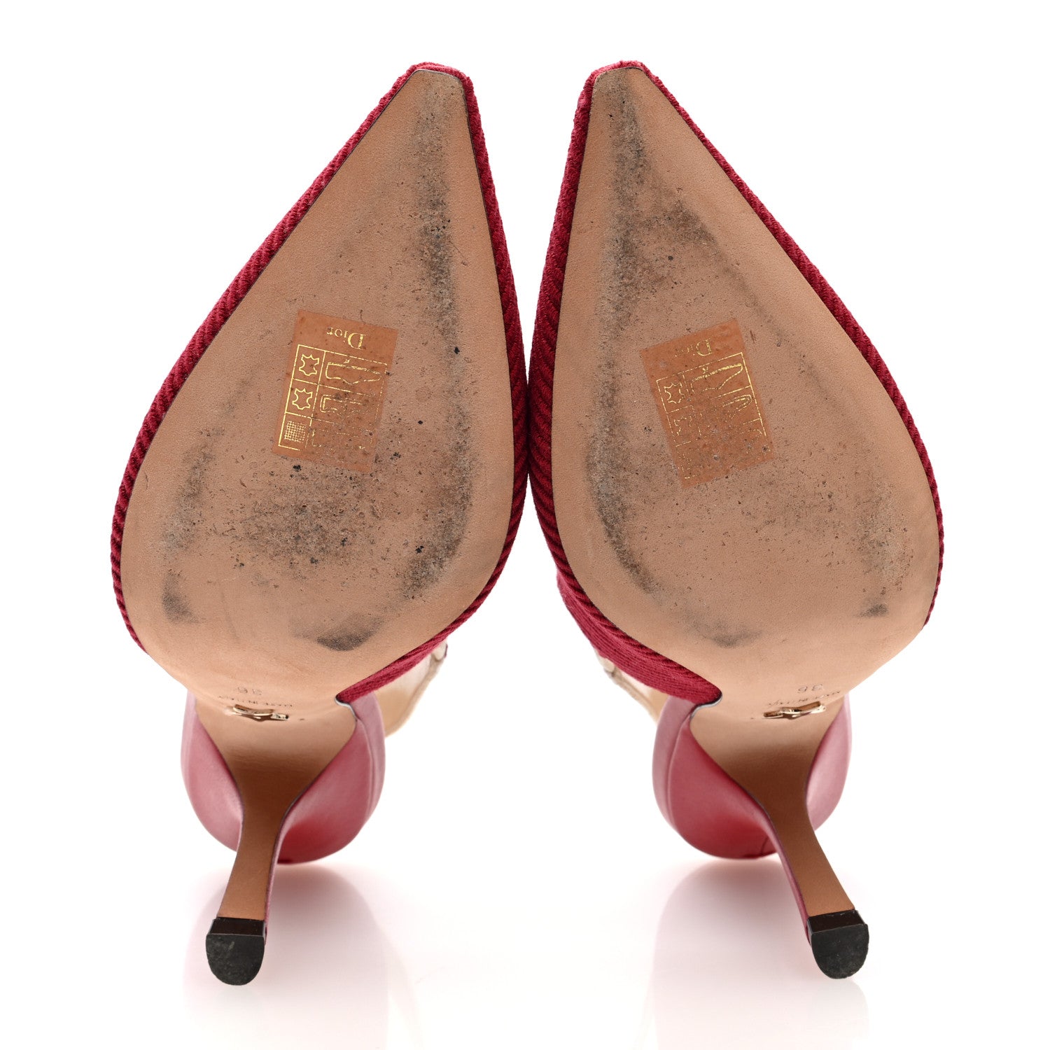 Christian Dior Technical Canvas Ribbon J Adior Slingback 100mm Pumps 36 Cherry 6 of 8