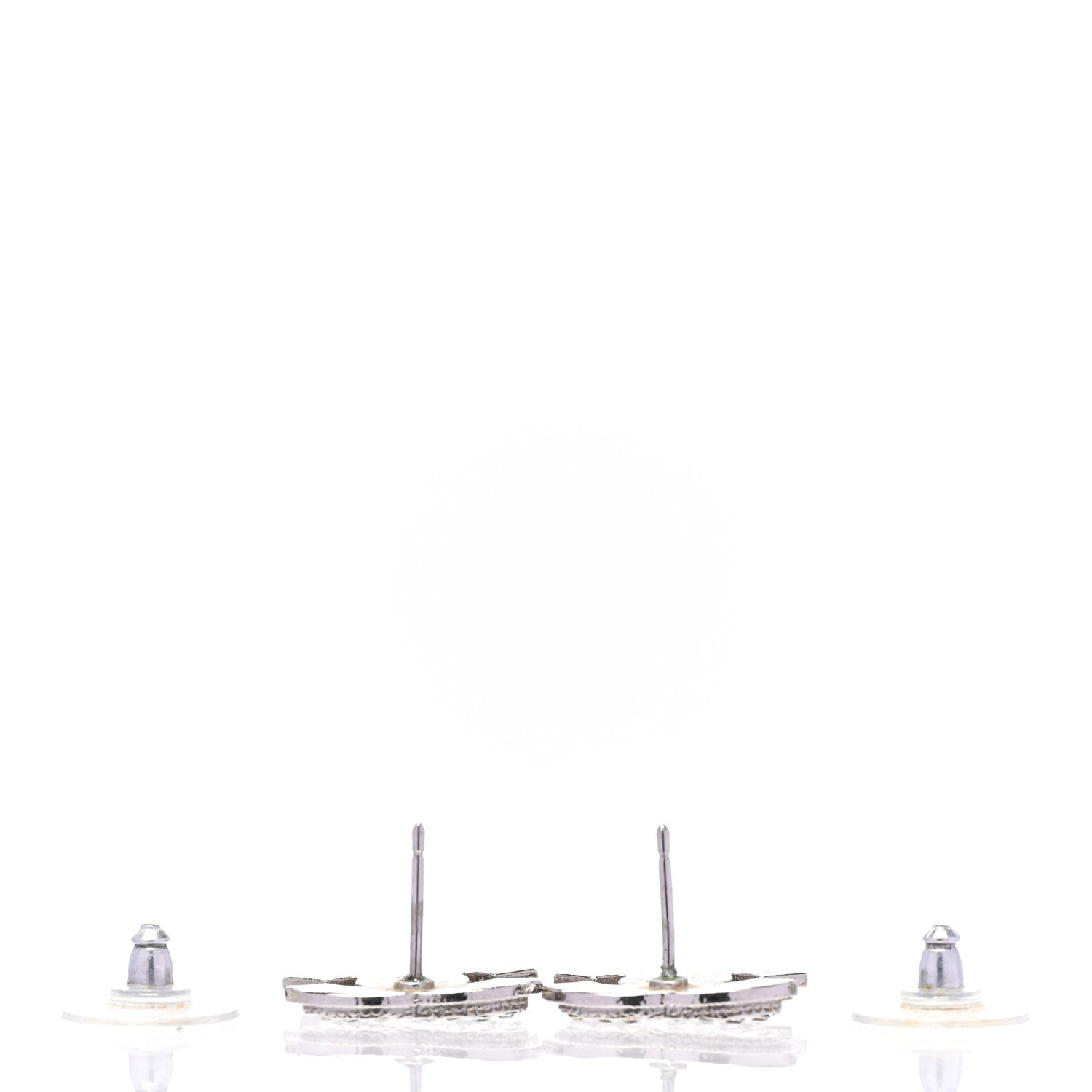 Chanel Crystal Mini CC Earrings Silver 4 of 4