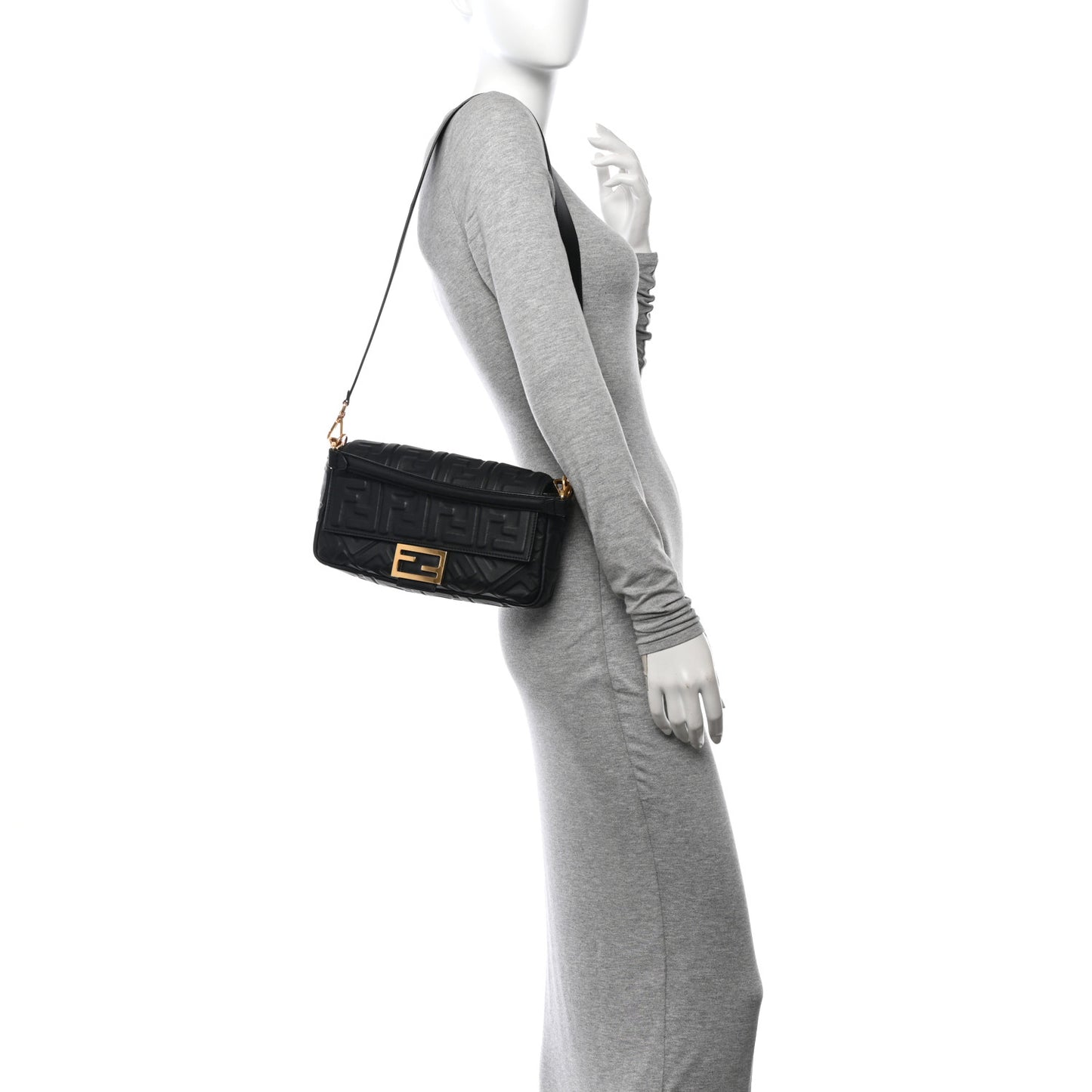 Nappa FF 1974 Embossed Baguette Black