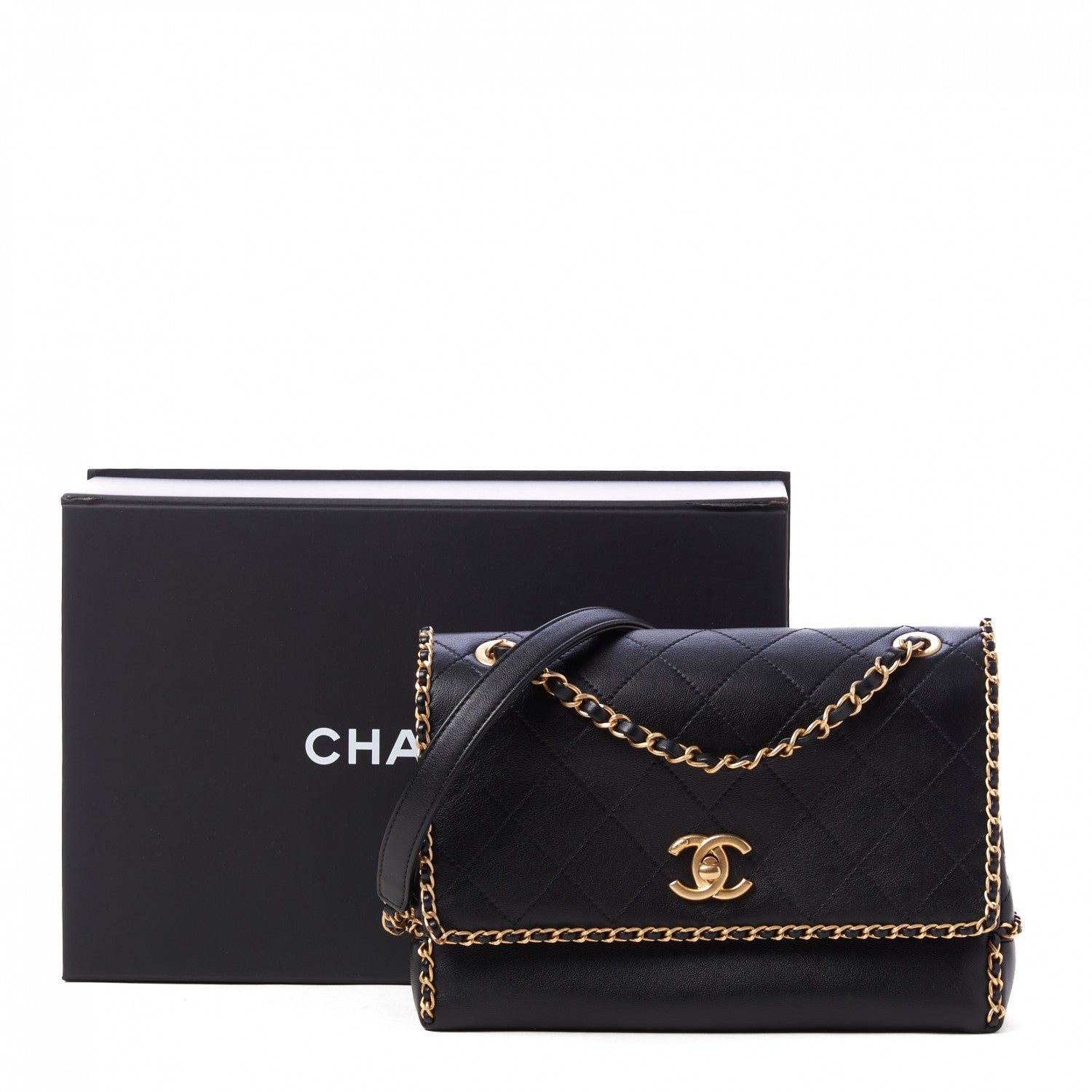 Chanel Calfskin Stitched Chain Flap Black 11 of 11