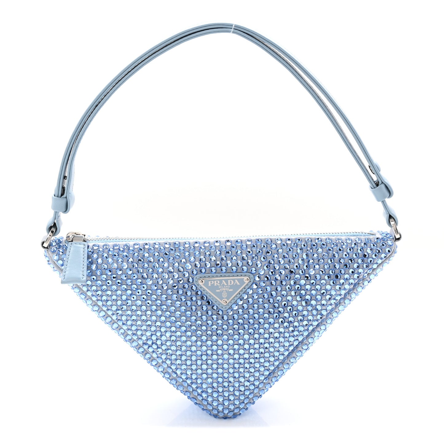 Satin Crystal Triangle Pouch Celeste