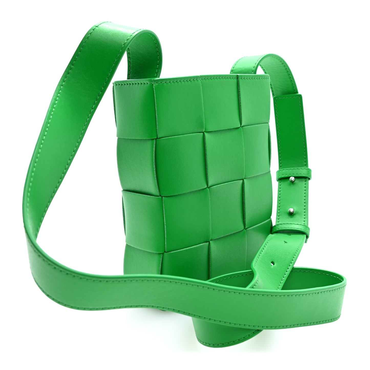 Calfskin Maxi Intrecciato Mini Vertical Cassette Crossbody Bag Parakeet