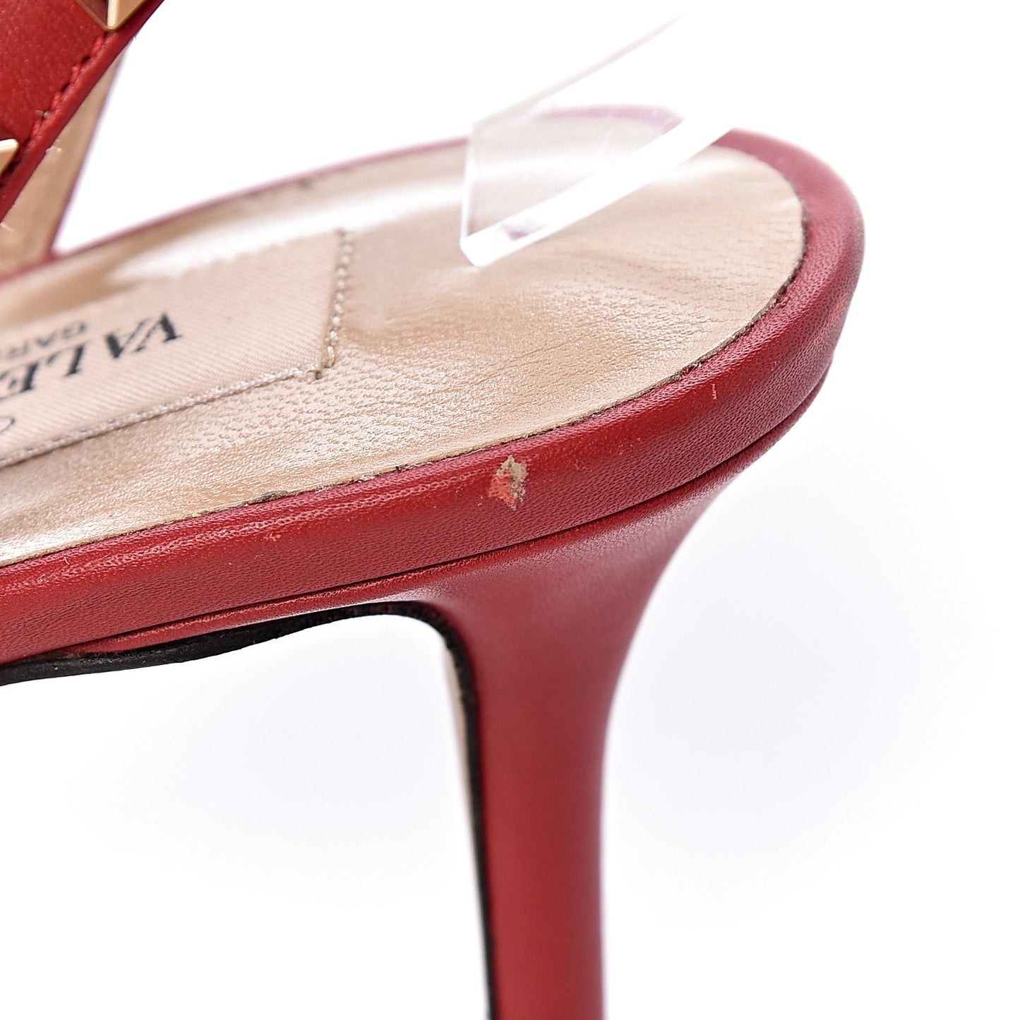 Calf Hair Leopard Print Rockstud Ankle Strap 65mm Pumps 37 Rosso Valentino
