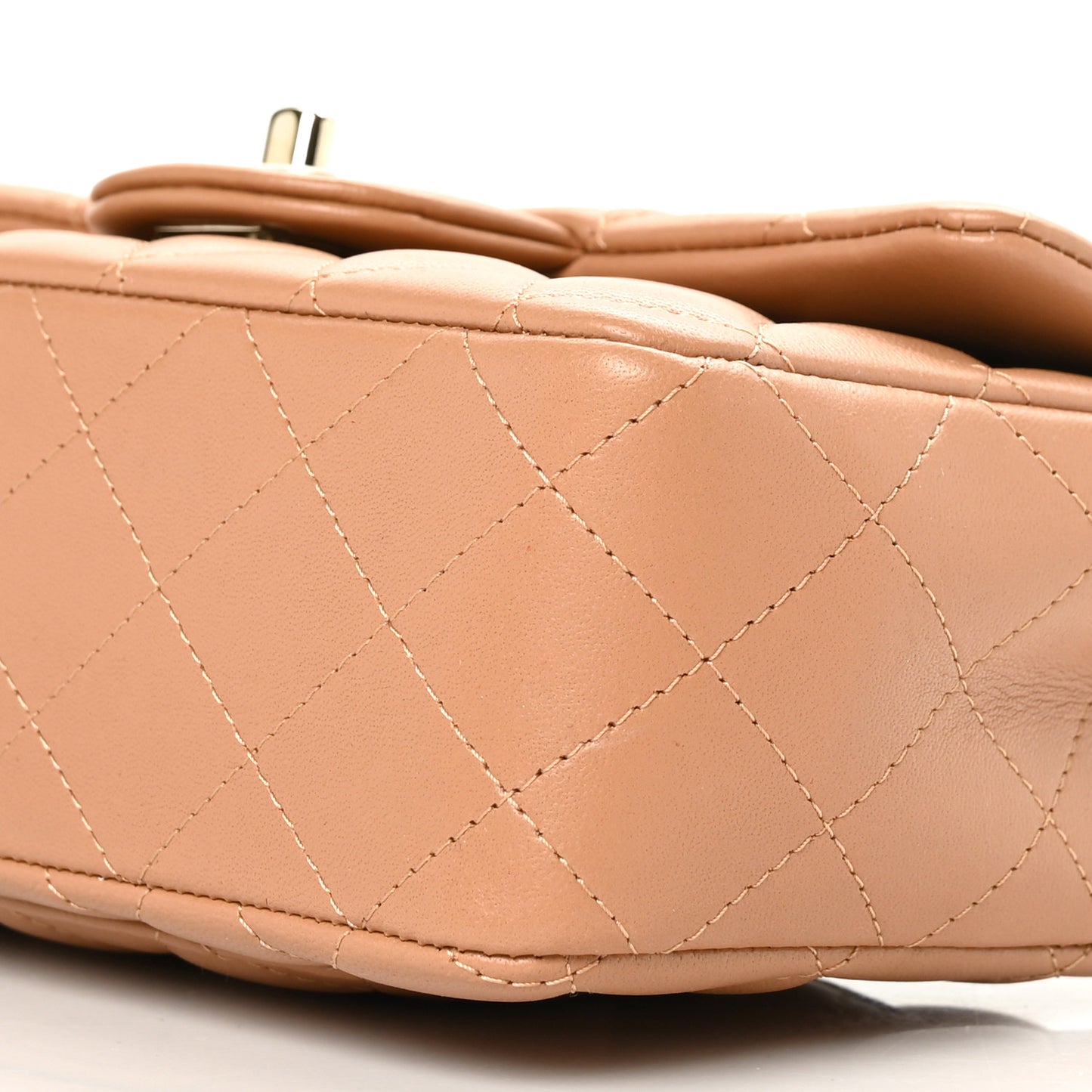 Lambskin Quilted Mini Top Handle Rectangular Flap Dark Beige