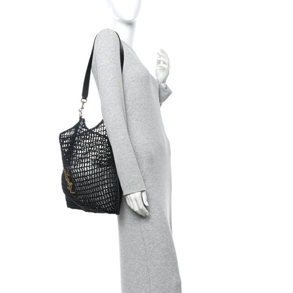 Saint Laurent Raffia Calfskin Oxalis Shoulder Bag Black 2 of 10