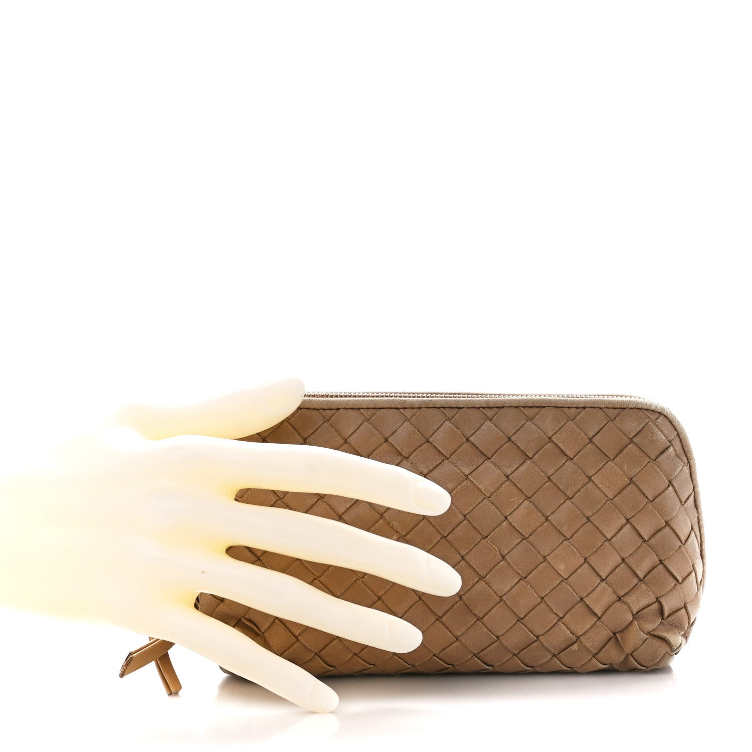Bottega Veneta Nappa Intrecciato Small Cosmetic Pouch Camel 2 of 11