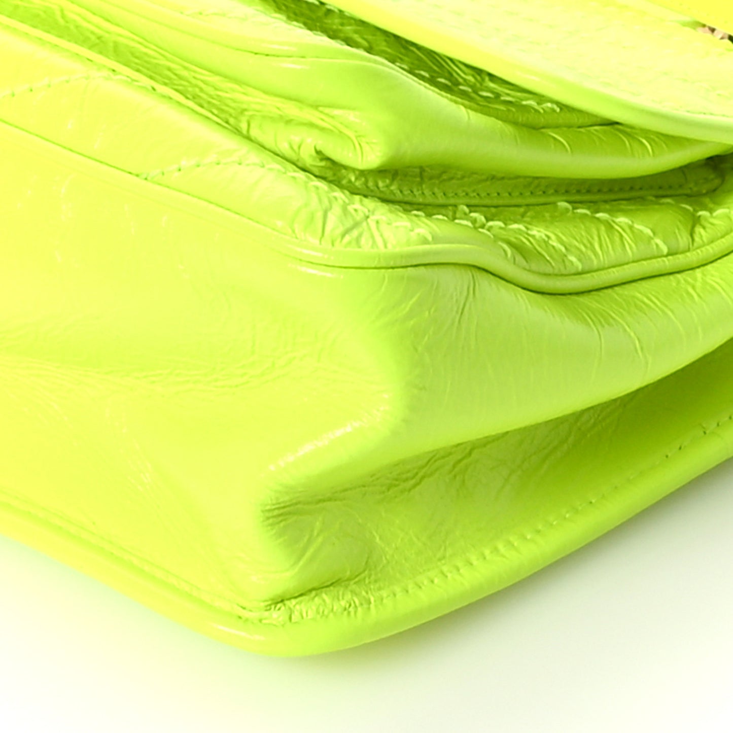 Crinkled Calfskin Matelasse Monogram Medium Niki Chain Satchel Neon Yellow