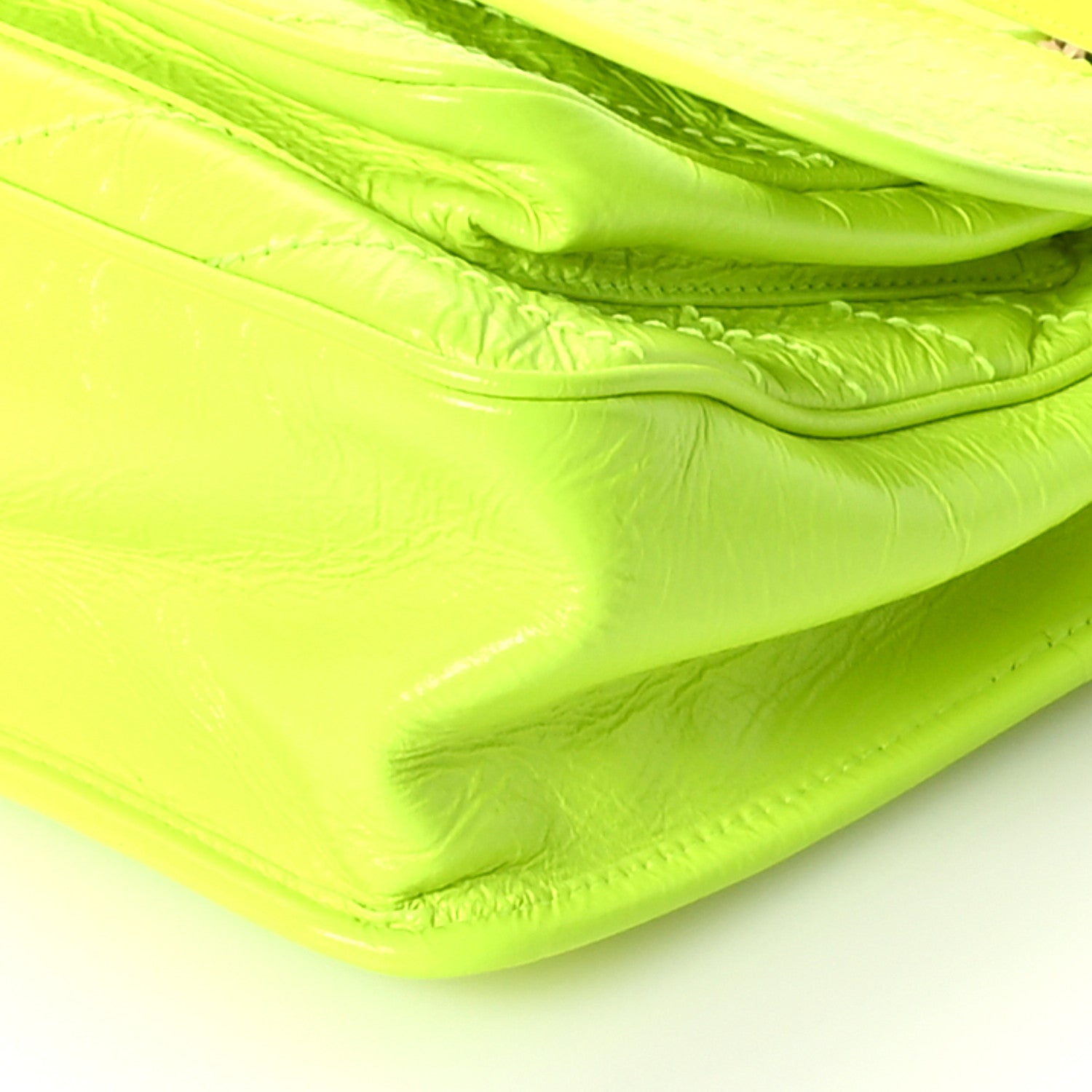 Saint Laurent Crinkled Calfskin Matelasse Monogram Medium Niki Chain Satchel Neon Yellow 10 of 11