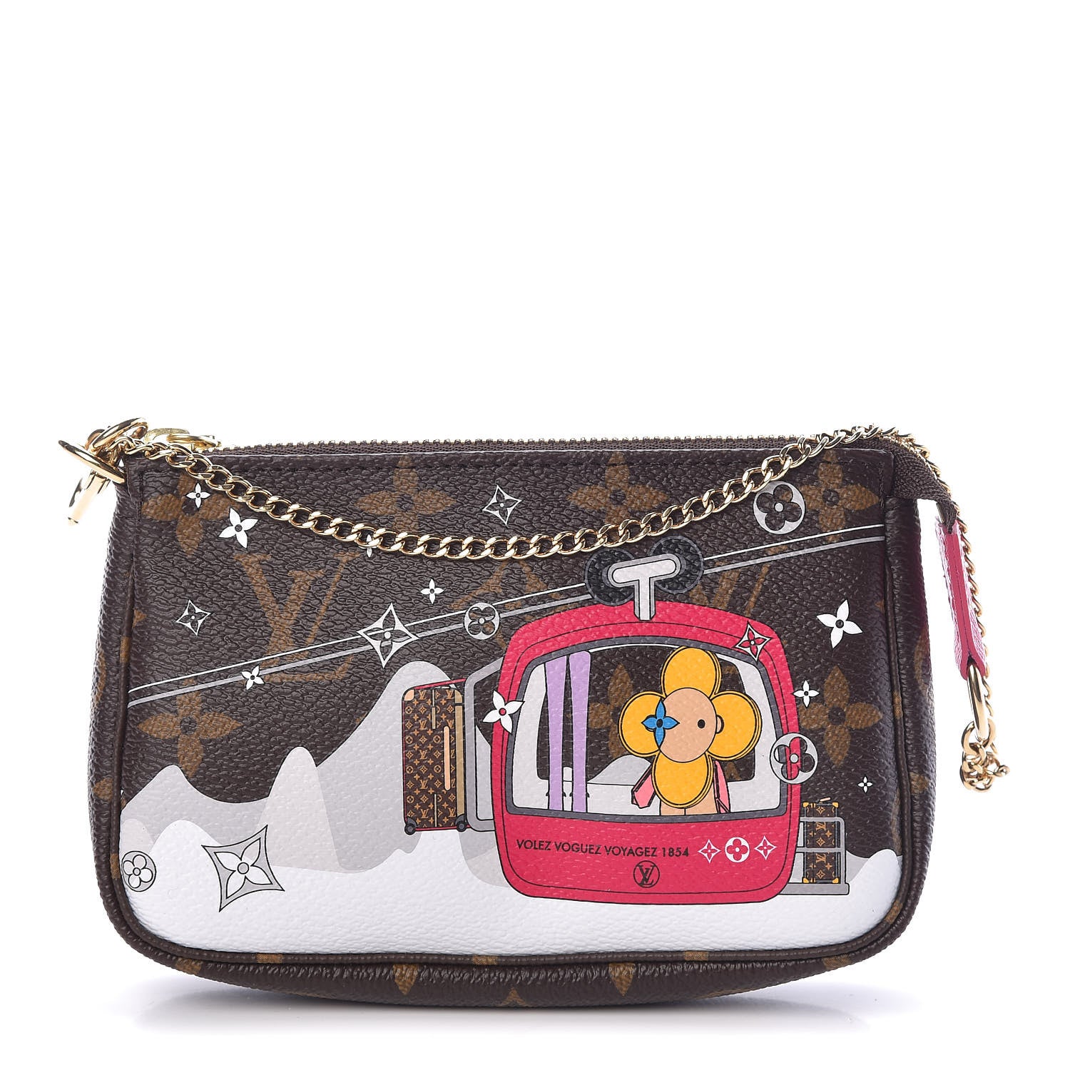 Louis Vuitton Monogram 2019 Christmas Animation Mini Courchevel Pochette Accessories Fuchsia 1 of 7