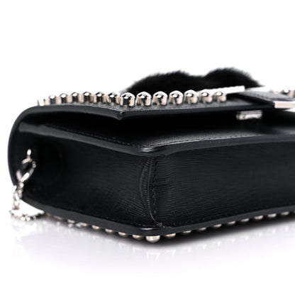 Fendi Vitello Elite Mink Fur Studded Karlito Tube Wallet on Chain Black 8 of 11