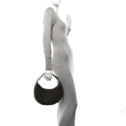 Fendi Fabric Jacquard Vitello Grace FF 1974 Small Fendigraphy Hobo Bag Tobacco Moro Ebano 2 of 12