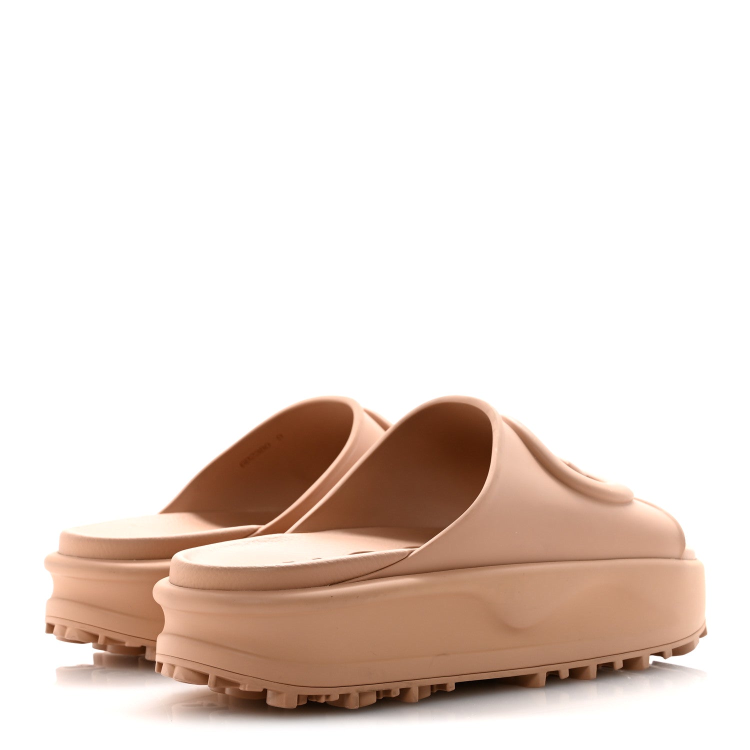 Gucci Soft Rubber Mens Interlocking G Platform 42mm Slide Sandals 9 Vintage Camel 5 of 8