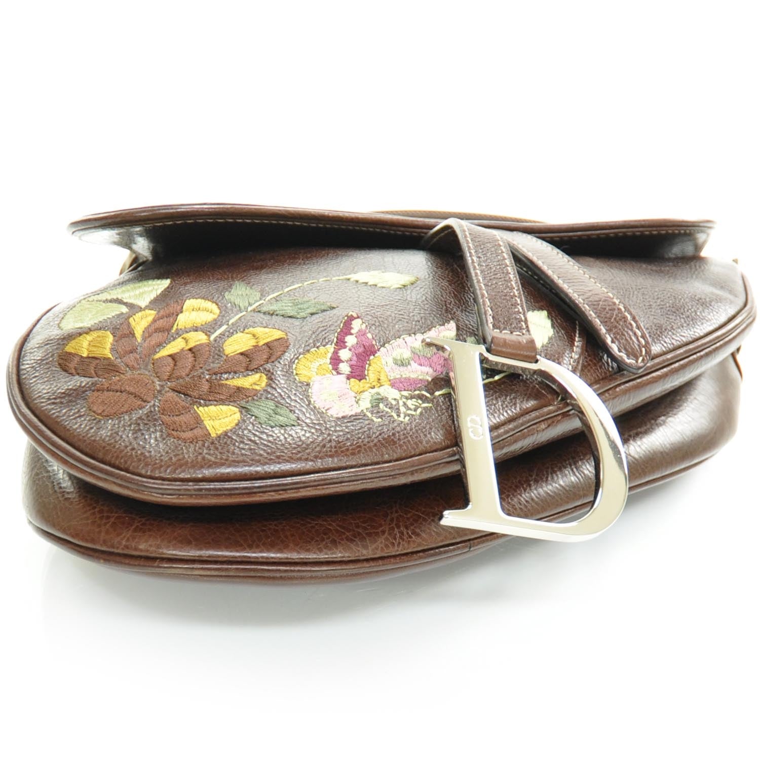 Christian Dior Calfskin Embroidered Romantic Flowers Saddle Bag 4 of 10