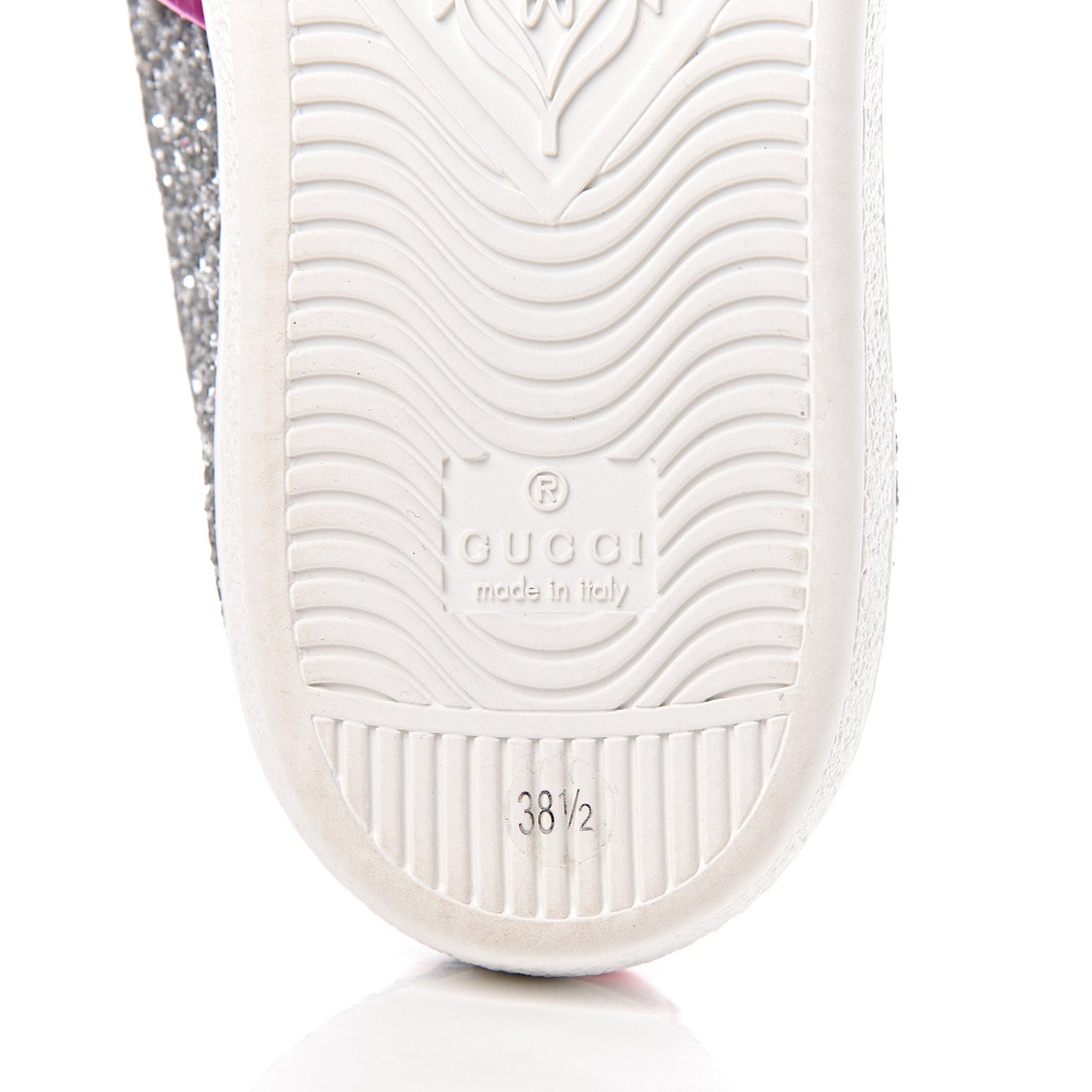 Gucci Glitter Web Womens Ace Sneakers 38.5 Silver 9 of 10