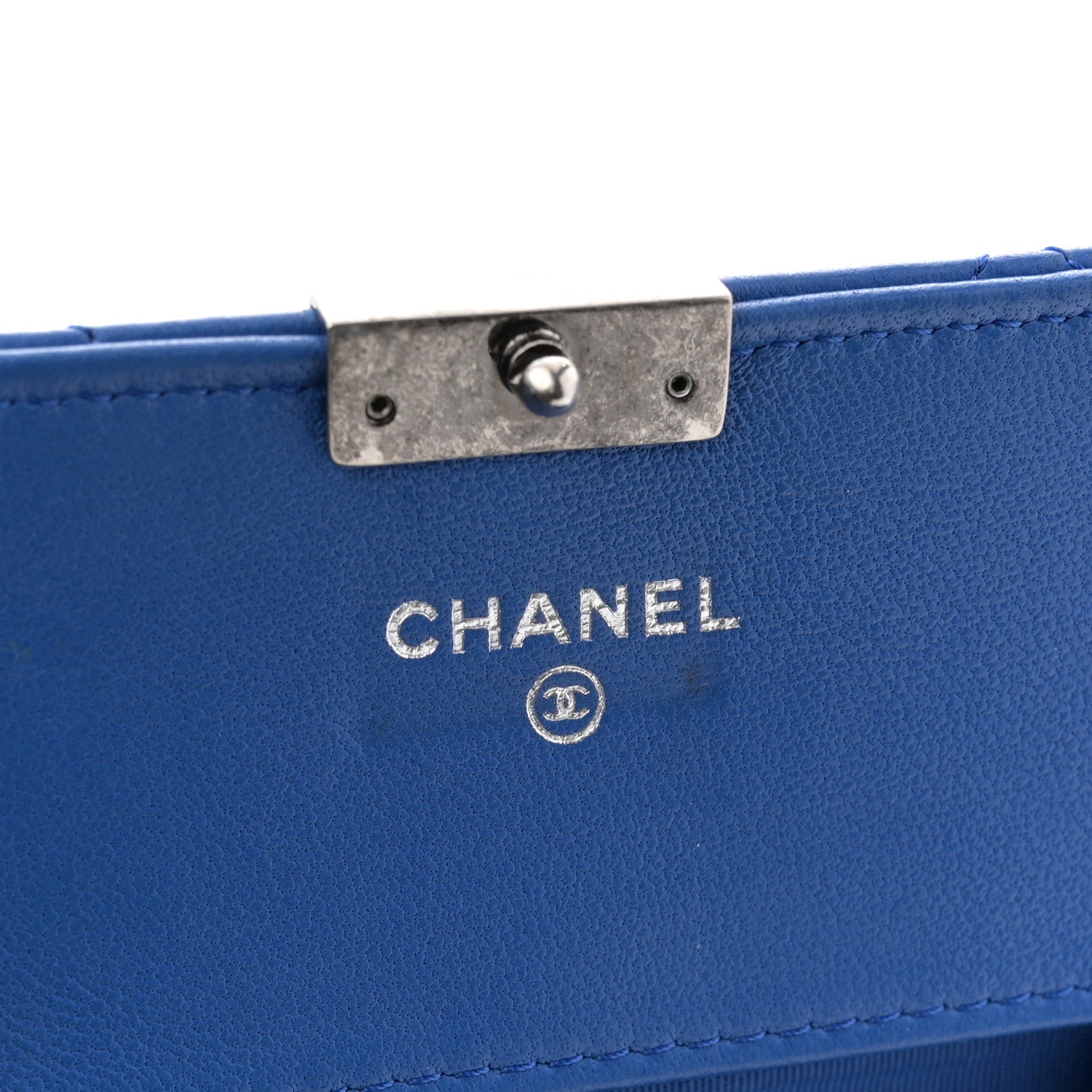 Chanel Lambskin Quilted Clutch with Chain Blue 6 of 13