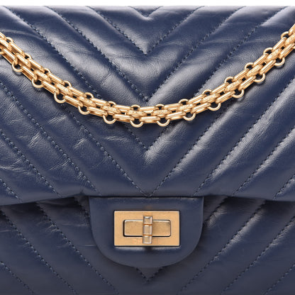 Chanel Aged Calfskin Chevron Quilted 2.55 Reissue 225 Flap Blue 11 of 12